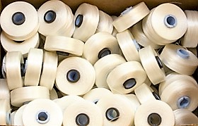 Magnetic Core Style L White Polyester Bobbins - 148 yards per